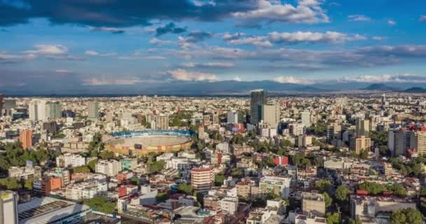 Hiperlapso Aéreo Uma Tarde Muito Clara Cidade México Com Estádio — Vídeo de Stock