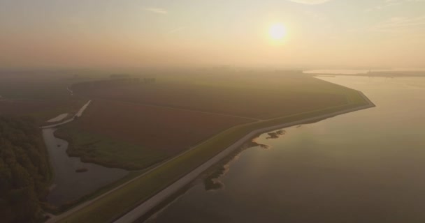 Εναέρια Αναχώματα Και Ακτογραμμή Του Oosterschelde Κάτω Χώρες Τραβήχτηκε Ένα — Αρχείο Βίντεο