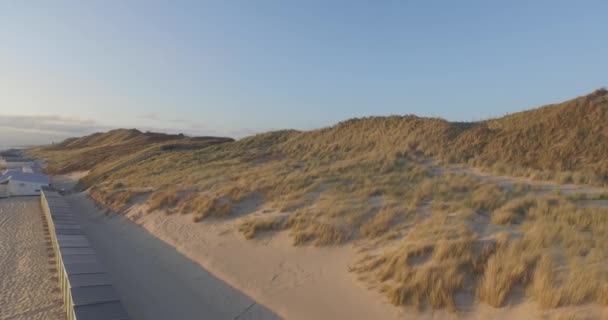 Luchtfoto Het Strand Tussen Vlissingen Dishoek Bij Zonsondergang — Stockvideo