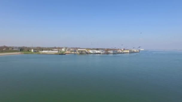 Aerial Híres Halászváros Kikötő Yerseke Hollandiában — Stock videók