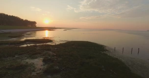 Εναέρια Αναχώματα Και Ακτογραμμή Του Oosterschelde Κάτω Χώρες Τραβήχτηκε Ένα — Αρχείο Βίντεο