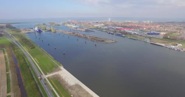 Frachtschiffe Hafen Von Terneuzen Niederlande Auf Dem Weg Nach Gent — Stockvideo