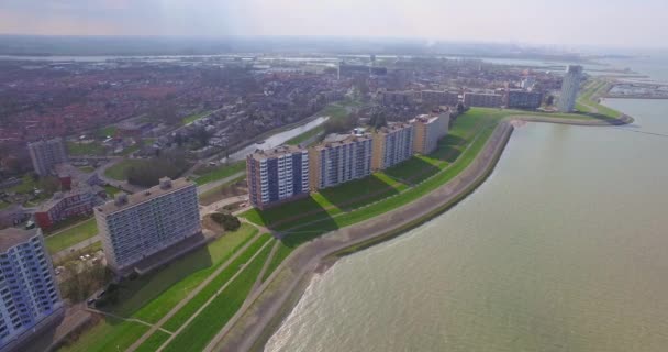 Πόλη Terneuzen Στο Δέλτα Του Westerschelde Αεροπλάνο — Αρχείο Βίντεο