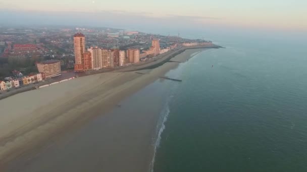 Aerial Bulevardul Plaja Orașul Vlissingen Timpul Apusului Soare — Videoclip de stoc