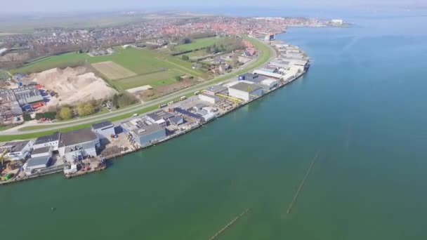 Aerial Híres Halászváros Kikötő Yerseke Hollandiában — Stock videók