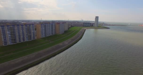 Die Stadt Terneuzen Delta Der Westerschelde Luftaufnahme — Stockvideo