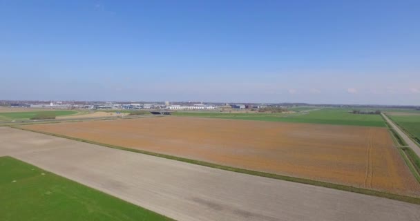 Aerial Threeway Interchange Highways Goes Netherlands — Stock Video