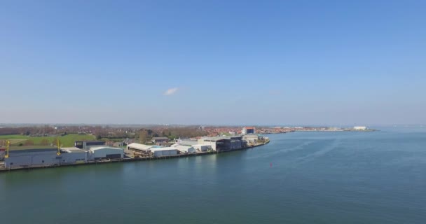 Aérien Célèbre Ville Pêche Port Yerseke Aux Pays Bas — Video