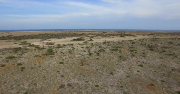 Désert Sec Comme Paysage Île Des Caraïbes Bonaire Plan Aérien — Video