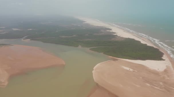 Aérea Kitesurf Delta Del Río Parnaiba Norte Brasil — Vídeos de Stock