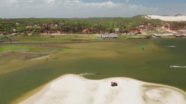 Aéreo Famosa Lagoa Para Kitesurf Cauipe Brasil — Vídeo de Stock