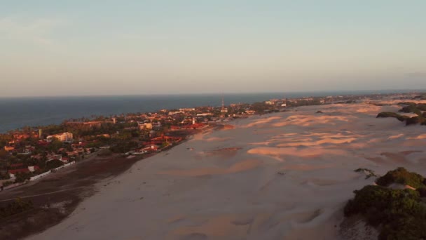 Aerial Híres Város Kitesurfing Cumbuco Brazília Napnyugtakor Lőtték — Stock videók