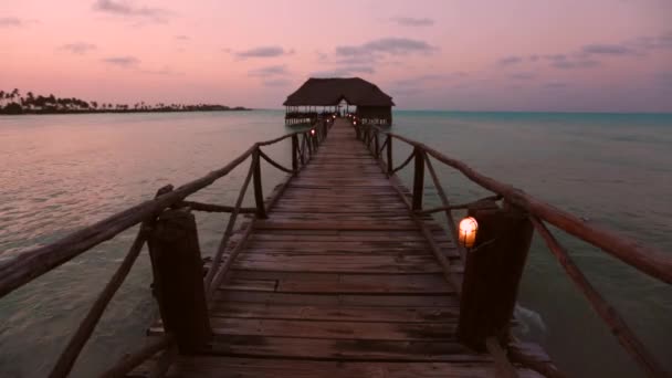 Time Lapse Puesta Sol Bar Muelles Zanzíbar — Vídeos de Stock