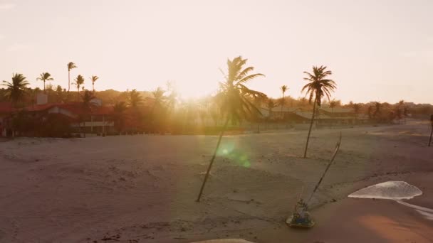 Aérea Famosa Ciudad Kitesurf Cumbuco Brasil Disparo Atardecer — Vídeos de Stock