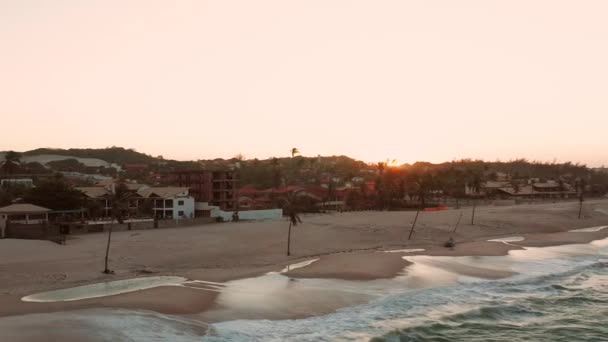 Letecký Slavné Město Pro Kitesurfing Cumbuco Brazílie Shot Během Západu — Stock video