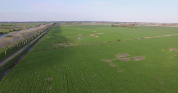 Luchtfoto Het Landbouwlandschap Bij Het Kanaal Door Walcheren — Stockvideo