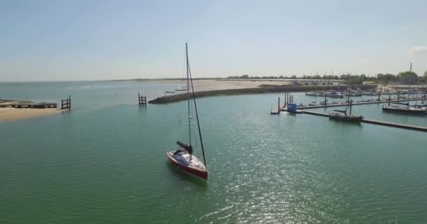 荷兰有帆船和游艇的娱乐性港口 — 图库视频影像