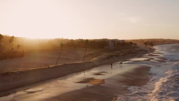 Aerial Famosa Città Kitesurf Cumbuco Brasile Girato Durante Tramonto — Video Stock