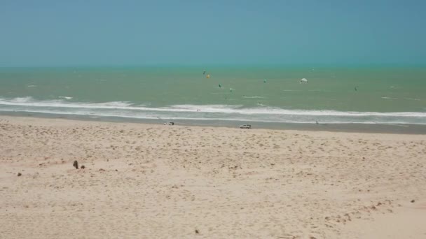 Aéreo Viagem Kitesurf Norte Brasil Praia Deserta — Vídeo de Stock