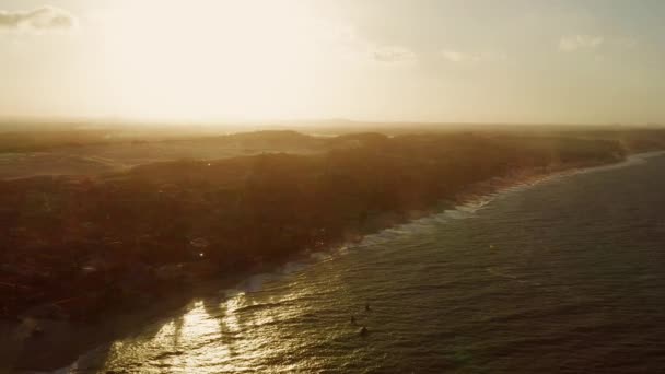 Letecký Slavné Město Pro Kitesurfing Cumbuco Brazílie Shot Během Západu — Stock video