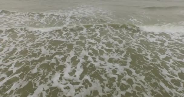 Antenne Ein Bewölkter Tag Sandstrand Zwischen Domburg Und Westkapelle Niederlande — Stockvideo