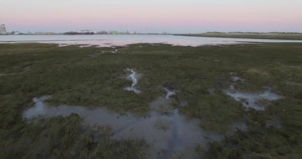 Aerial Sunset Fort Rammekens Oldest Sea Fort Western Europe Port — Stock Video