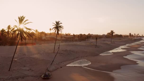 Aerial Famosa Cidade Para Kitesurf Cumbuco Brasil Tiro Durante Pôr — Vídeo de Stock