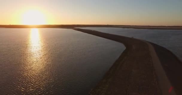Aerial Sunset Fort Rammekens Oldest Sea Fort Western Europe Port — Stock Video