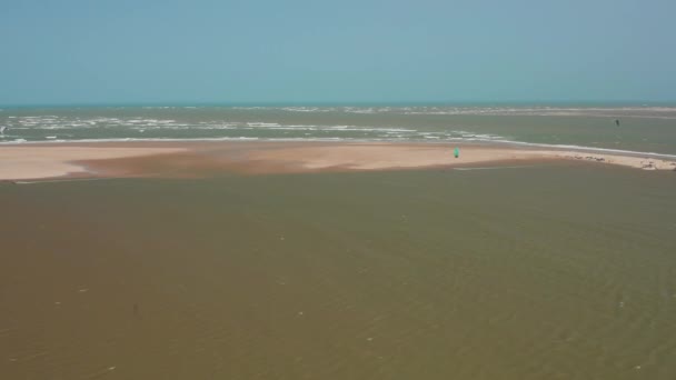 Aerea Kitesurf Nel Delta Del Fiume Parnaiba Brasile Settentrionale — Video Stock