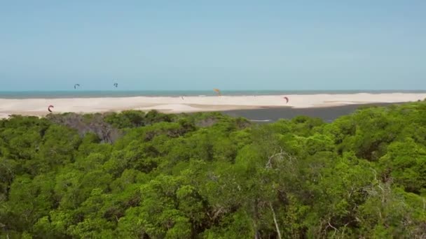 Parnaiba Kuzey Brezilya Nehir Deltasında Uçurtma Uçurma — Stok video