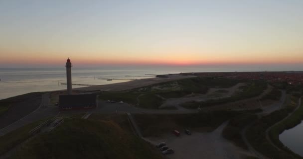 Hollanda Nın Westkapelle Kasabasının Yakınındaki Gün Batımında Rıhtım Sahil Deniz — Stok video