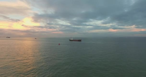 Luchtfoto Vrachtschip Uit Antwerpen — Stockvideo