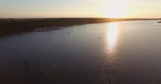 Aerial Wakeboard Cable Park Piccolo Porto Ricreativo Nel Veerse Meer — Video Stock