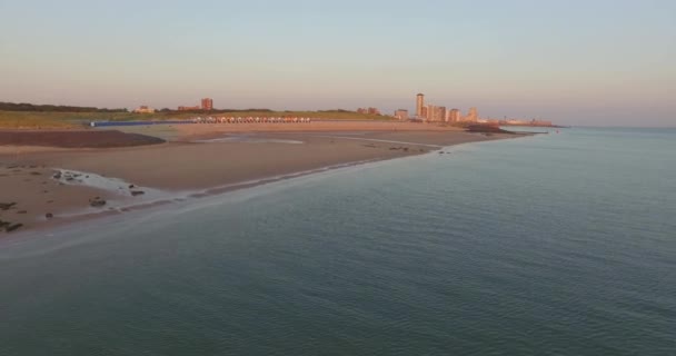 Luchtfoto Boulevard Strand Stad Vlissingen Bij Zonsondergang — Stockvideo