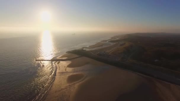 Luchtfoto Boulevard Strand Stad Vlissingen Bij Zonsondergang — Stockvideo