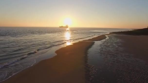 Jalan Pantai Dan Kota Vlissingen Selama Matahari Terbenam — Stok Video