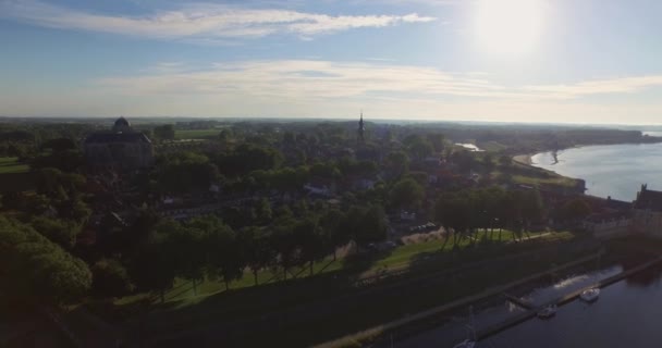 Aerial Περιβάλλον Και Ιστορική Τουριστική Πόλη Του Βερέ Ολλανδία — Αρχείο Βίντεο