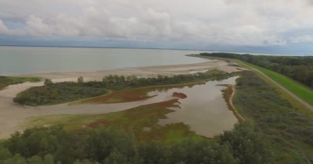 Flygfoto Natur Belägen Intill Hamn Vlissingen Nederländerna — Stockvideo