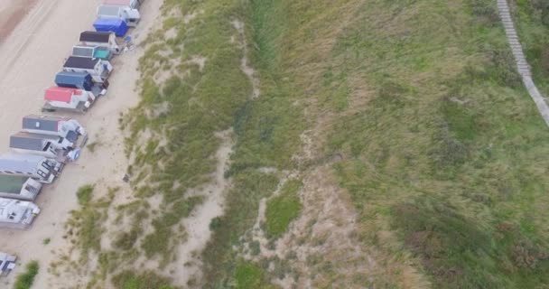 Aerial Plaża Pomiędzy Vlissingen Dishoek Podczas Zachodu Słońca — Wideo stockowe