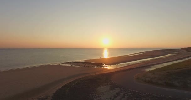 Luchtfoto Het Strand Tussen Vlissingen Dishoek Bij Zonsondergang — Stockvideo