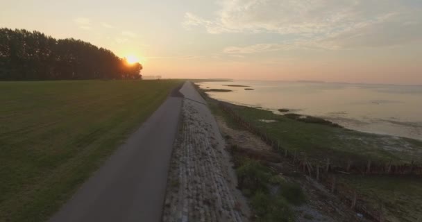 Aérea Los Diques Costa Del Oosterschelde Los Países Bajos Filmado — Vídeo de stock