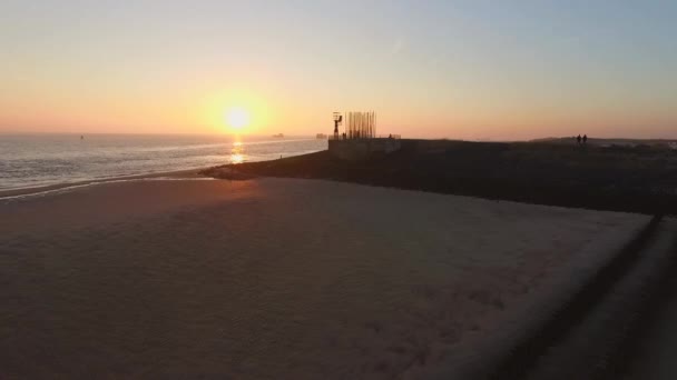 Antenne Boulevard Strand Und Stadt Vlissingen Bei Sonnenuntergang — Stockvideo