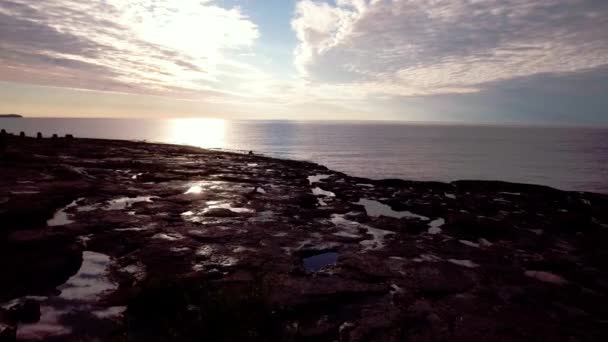 Tiro Aéreo Pôr Sol Lago Superior — Vídeo de Stock