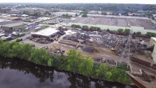 Nagranie Lotnicze Zakładu Recyklingu Metali Rzece Mississippi — Wideo stockowe