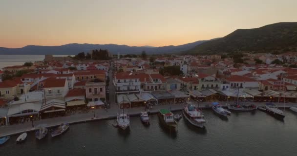 Flygfoto Den Historiska Staden Pythagorion Samos — Stockvideo