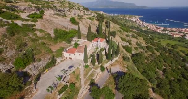 Lotnisko Klasztor Jaskinie Górach Samos Grecja — Wideo stockowe