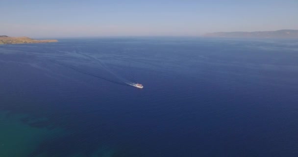 Aérien Une Excursion Bateau Entre Lesbos Turquie — Video