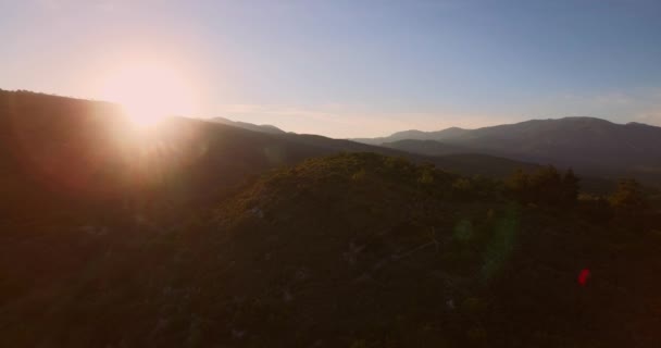 Aerial Góry Greckiej Wyspy Samos Podczas Zachodu Słońca — Wideo stockowe
