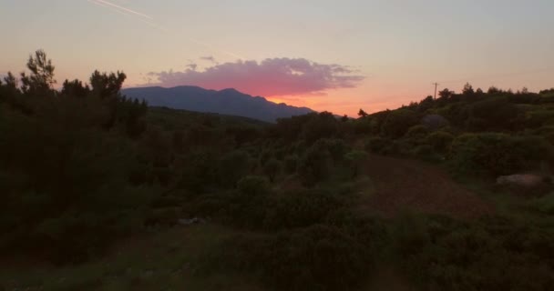Lotnisko Zachód Słońca Górach Greckiej Wyspy Samos — Wideo stockowe