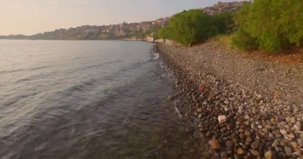 Aerial Une Plage Près Molyvos Lesbos Île — Video